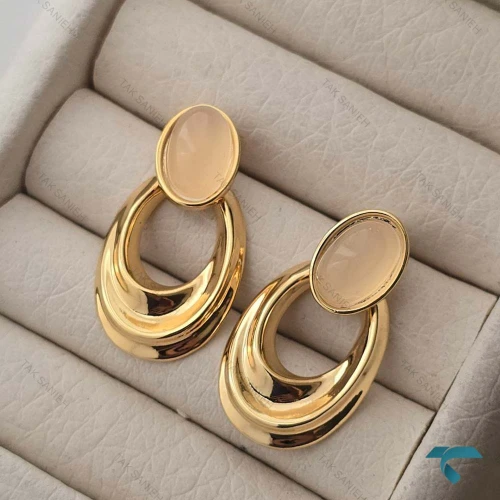 گوشواره طلایی بیضی Ghoshvareh-8548-L