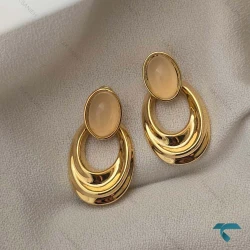 گوشواره طلایی بیضی Ghoshvareh-8548-L