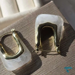 گوشواره رزینی طلایی Ghoshvareh-8551-L