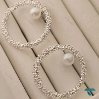 گوشواره خاویاری نقره ایی ومروارید Ghoshvareh-8553-L