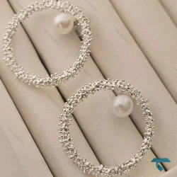 گوشواره خاویاری نقره ایی ومروارید Ghoshvareh-8553-L