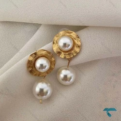 گوشواره مروارید و طلایی Ghoshvareh-8554-L