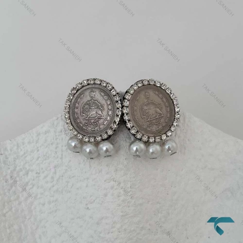 گوشواره سکه ایی مرواریدی Ghoshvareh-8555-L