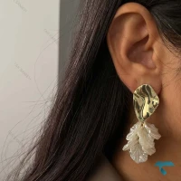 گوشواره طرح گل و طلا Ghoshvareh-8556-L