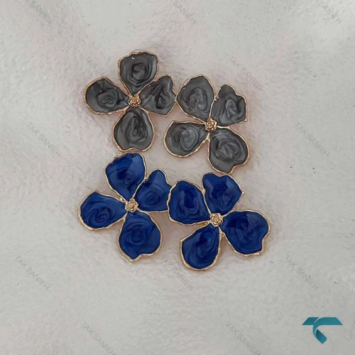 گوشواره میناکاری گل رنگبندی Ghoshvareh-8557-L