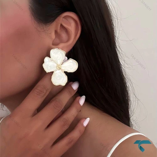 گوشواره میناکاری گل رنگبندی Ghoshvareh-8557-L