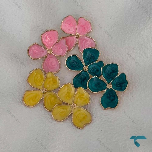 گوشواره میناکاری گل رنگبندی Ghoshvareh-8557-L
