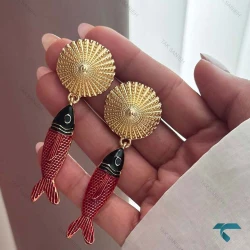 گوشواره ماهیی قرمز Ghoshvareh-8558-L