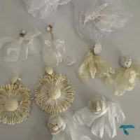 گوشواره پارچه ایی طرح گل Ghoshvareh-8561-L
