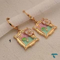 گوشواره رزینی گل و مروارید Ghoshvareh-8562-L