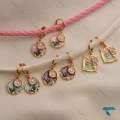 گوشواره رزینی گل و مروارید Ghoshvareh-8562-L