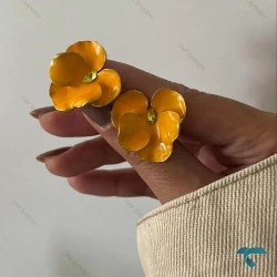 گوشواره طرح گل سه پر رنگبندی Ghoshvareh-8563-L