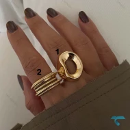 انگشتر طلایی شیاردار و گرد Ring-8666-L
