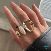 انگشتر طرح دار  طلایی Ring-8911-L