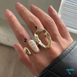 انگشتر طرح دار  طلایی Ring-8911-L