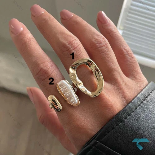 انگشتر طرح دار  طلایی Ring-8911-L