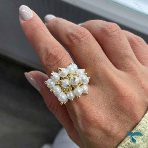 انگشتر طلایی مرواریدی ریسه ایی Ring-8916-L