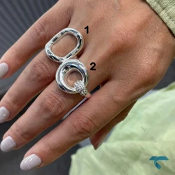 انگشتر نقره ایی بیضی ساده و نگین دار Ring-8918-L