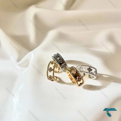 انگشتر ون کلیف طلایی و نقره ایی Ring-8656-L