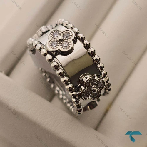 انگشتر ون کلیف طلایی و نقره ایی Ring-8656-L