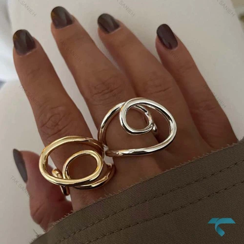 انگشتر موجدار طلایی و  نقره ایی Ring-8657-L