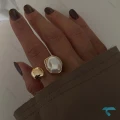 انگشتر نگین صدف طلایی و نقره ایی Ring-8659-L