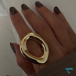 انگشتر دفرمه نقره ایی و طلایی Ring-8664-L