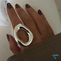انگشتر دفرمه نقره ایی و طلایی Ring-8664-L