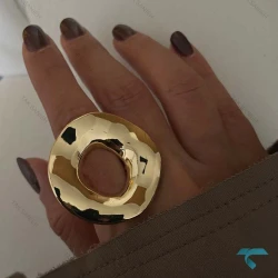 انگشتر دفرمه گرد نقره ایی و طلایی Ring-8667-L