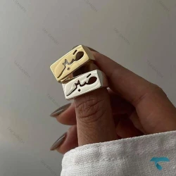 انگشتر صبر طلایی و نقره ایی Ring-8668-L