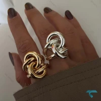 انگشتر گره ایی طلایی و نقره ایی Ring-8670-L