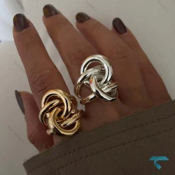  انگشتر گره ایی طلایی و نقره ایی Ring-8670-L
