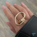 رینگ دفرمه طلایی و نقره ایی Ring-8677-L