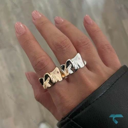 انگشتر طرح فرکانس طلایی و نقره ایی Ring-8678-L