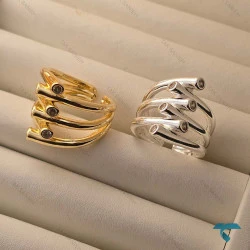 رینگ طلایی و نقره ایی نگین دار Ring-8682-L
