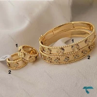 ست دستبند و انگشتر ونکلیف طلایی Set-8692-L