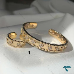  ست دستبند و انگشتر ونکلیف طلایی و نقره ایی Set-8696-L