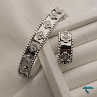 ست انگشتر و دستبند ونکلیف نقره ایی ابکاری Set-8706-L