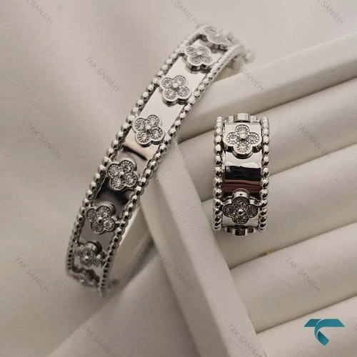 ست انگشتر و دستبند ونکلیف نقره ایی ابکاری Set-8706-L