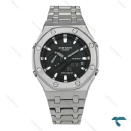 ساعت جیشاک GA-B2100 مردانه نقره ای صفحه مشکی GShock-8719-G