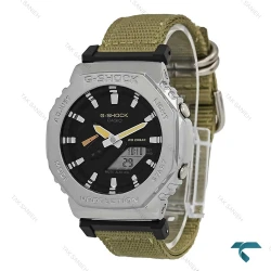 ساعت جی شاک GM-2100 مردانه سیلور بند برزنت سبز Casio-7321-G
