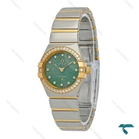 ساعت زنانه امگا کانسلیشن دورنگ طلایی دورنگین صفحه سبز Omega-7344-L