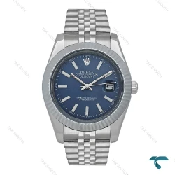 ساعت مردانه رولکس دیت جاست 2 سیلور صفحه سرمه ای ایندکس خط Rolex-7350-G