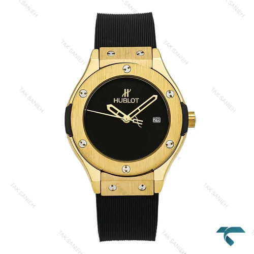ساعت زنانه هابلوت طلایی صفحه مشکی مهندسی Hublot-7364-L