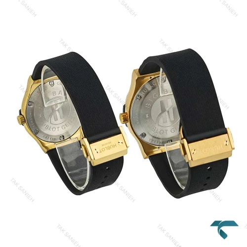 ساعت ست هابلوت طلایی مشکی صفحه مهندسی Hublot-7365-S