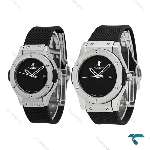 ساعت ست هوبلو سیلور مشکی صفحه مهندسی Hublot-7368-S