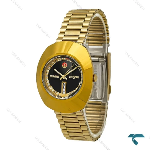 ساعت مردانه رادو تخم مرغی طلایی صفحه مشکی Rado-7373-G