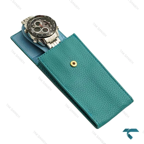 کیف ساعت مچی مسافرتی چرم سبزآبی TWB-SkyBlue-7361-U