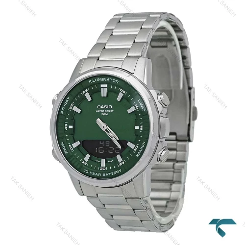 ساعت کاسیو AMW-880 مردانه اورجینال نقره ای صفحه سبز Casio-7418-G