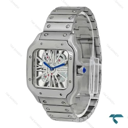 ساعت کارتیر Santos De Cartier مردانه نقره ای صفحه اسکلتون Cartier-7425-G